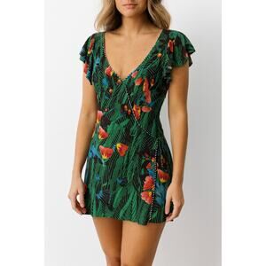 Tbags Los Angeles Tropical Mini Dress Botanical Boho Island girl Tropic Small